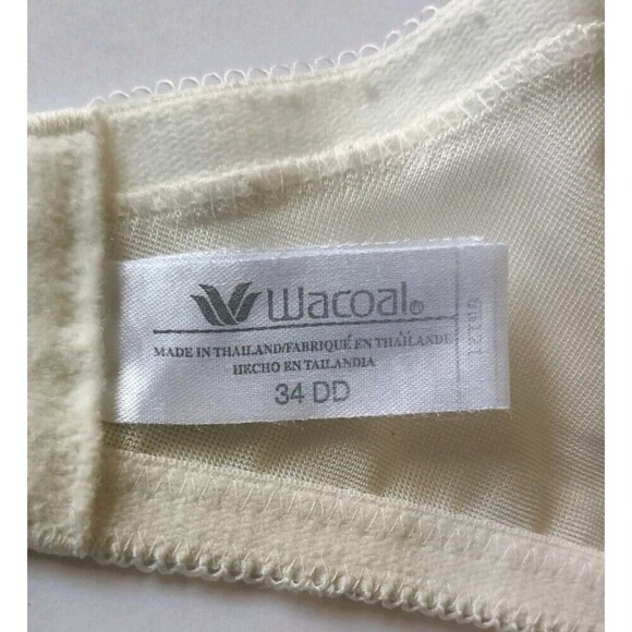 Wacoal Luxe Unlined Bra Sz 34DD Underwire  55121  Beige Full Coverage Mesh Lace - Picture 4 of 8